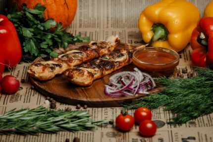 Люля кебаб с сырыми грибами